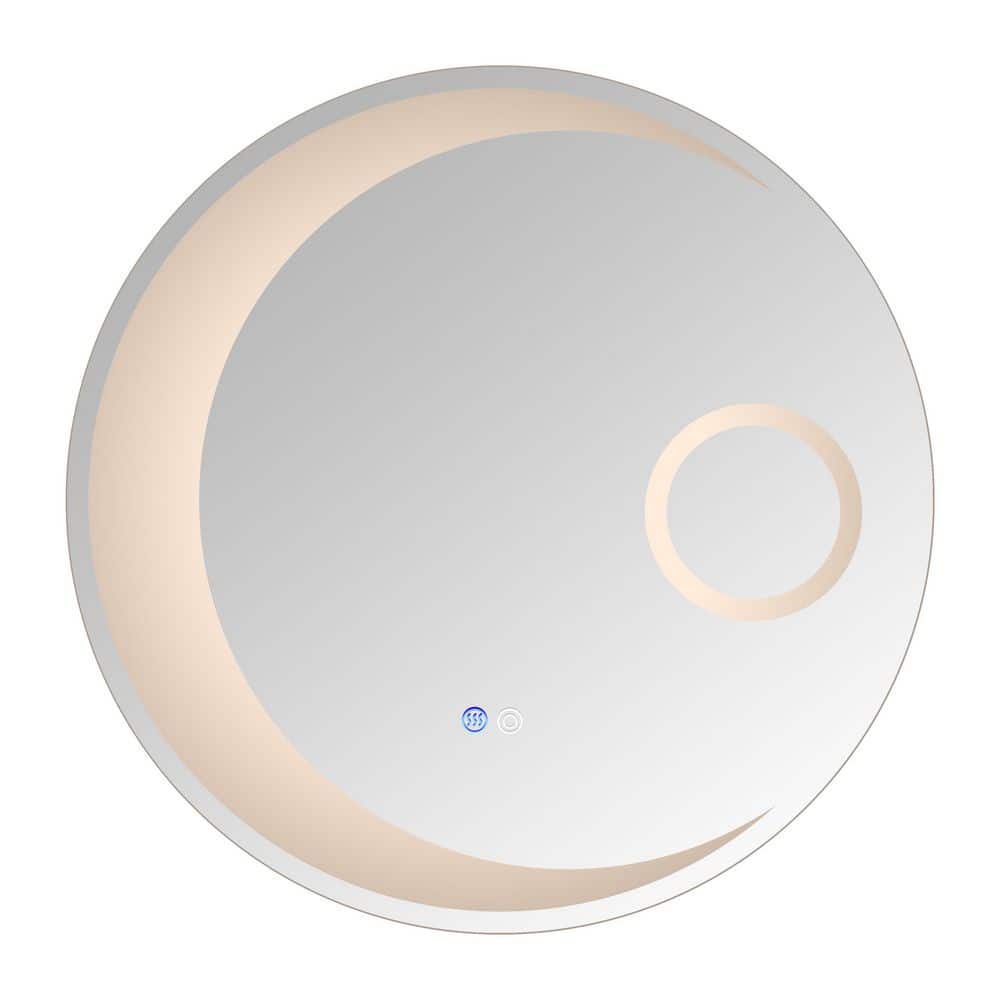 23.6 in. W x 23.6 in. H Anti-fog Round Frameless Wall Mount LED Bathroom Va