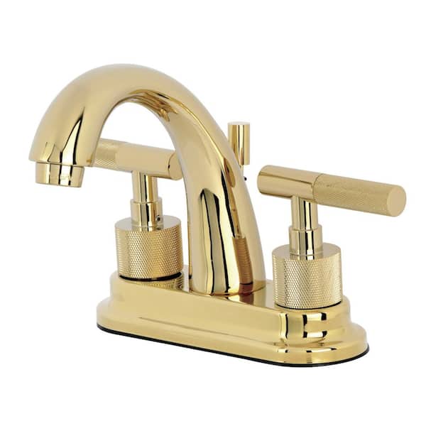 Convergent Deck Mounted 2-Handle 4 in. Centerset Bathroom Sink Faucet with Pop-Up Drain in Polished Brass