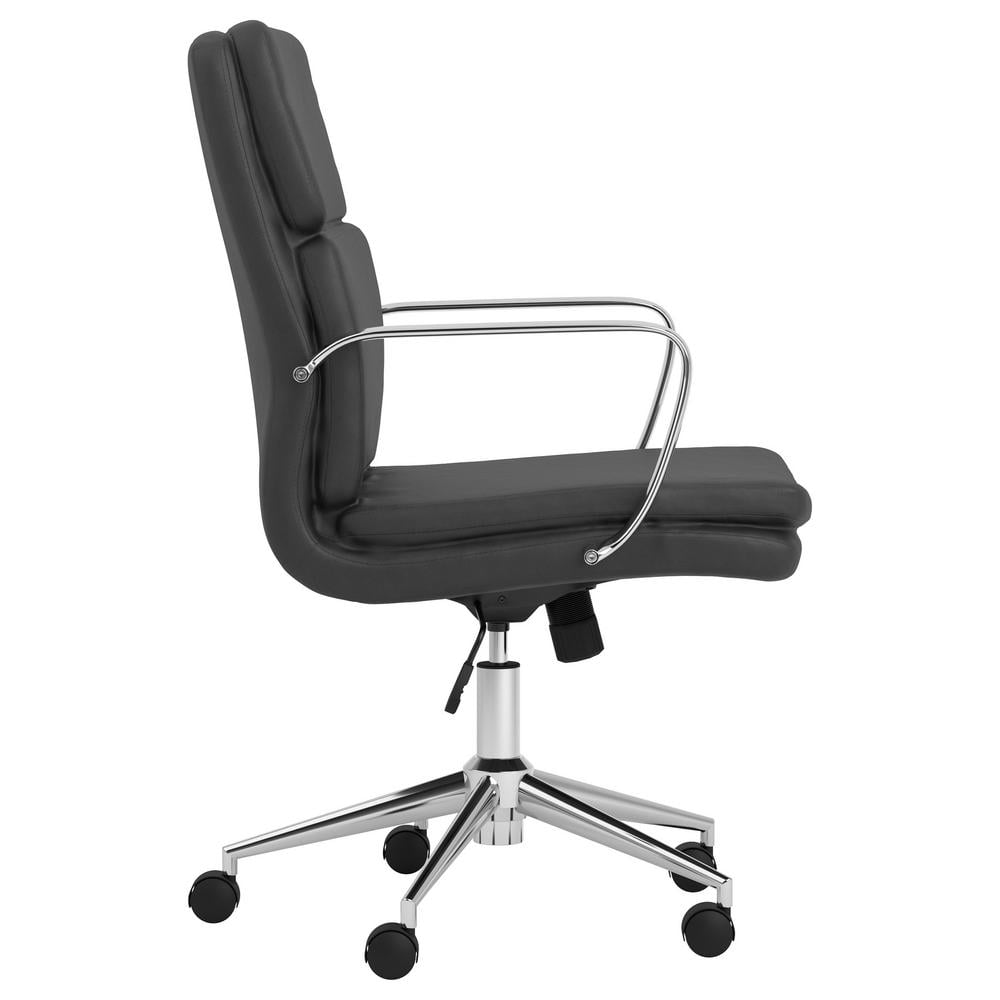 Ximena Transitional Black Leatherette and Chrome Desk Chair