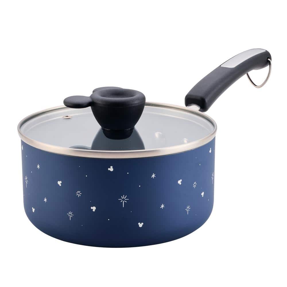 Disney Bon Voyage 2 qt. Aluminum Ceramic Nonstick Saucepan in Blue with Lid,