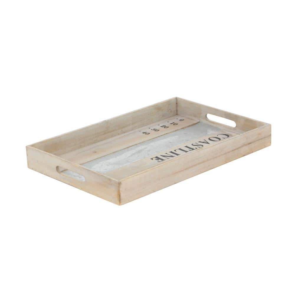 Nautical Brown Fir and Metal Decorative Tray Set