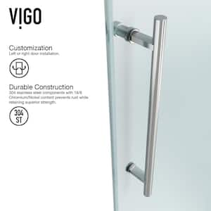 Winslow 35 in. L x 46 in. W x 74 in. H Frameless Sliding Rectangle Shower Enclosure in Stainless Steel with Clear Glass