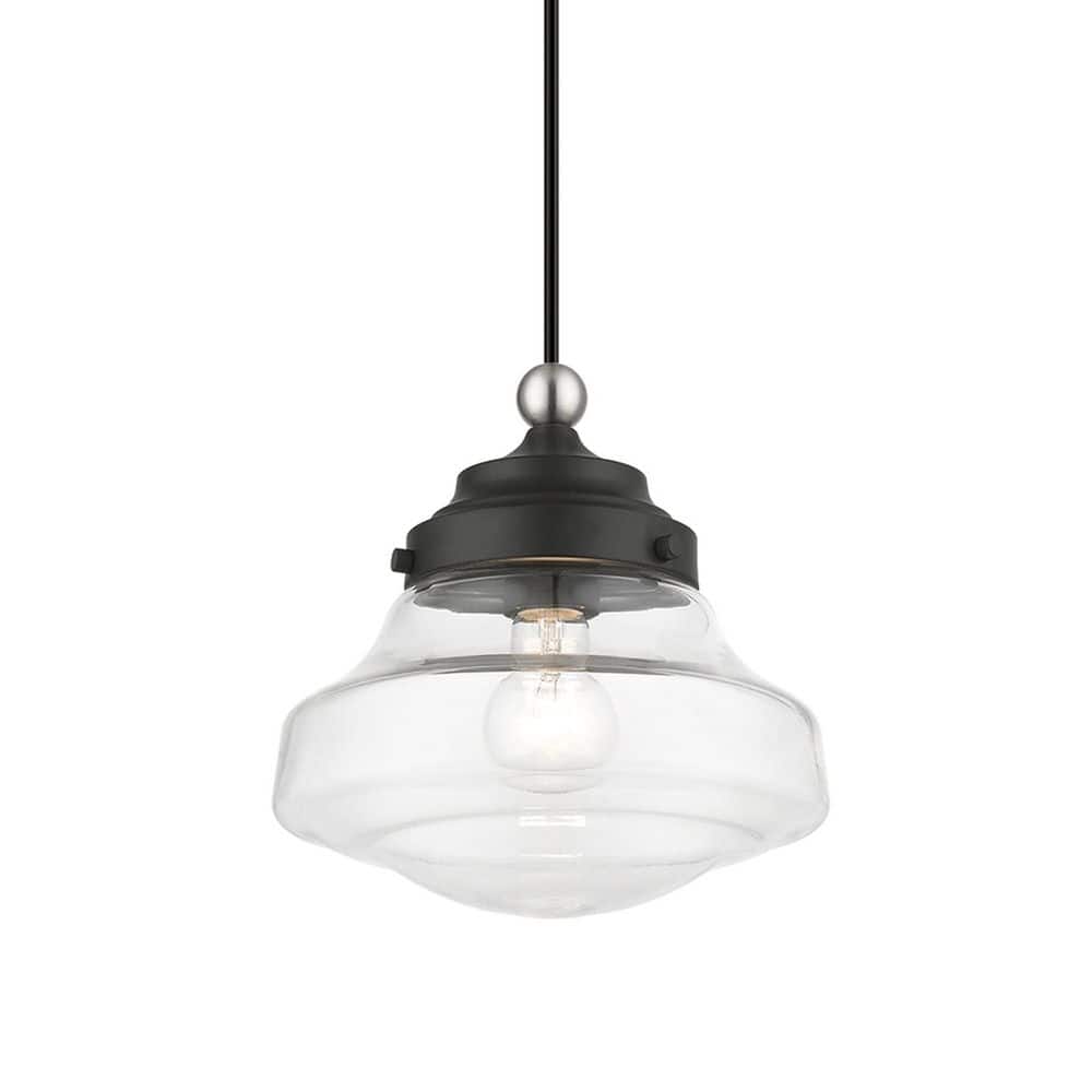 Avondale Mini Pendant with Clear Glass Shade - Black/Brushed Nickel
