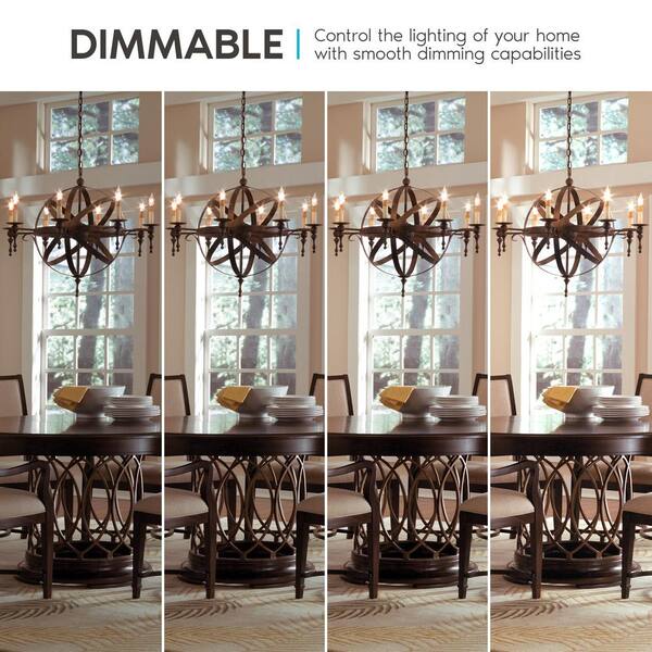 Luxrite 60 Watt Equivalent B10 Dimmable, Edison Bulb Dining Room Chandelier