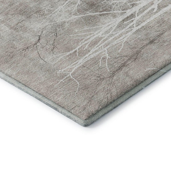 Mayfield Premium Machine Washable Abstract AMF2083 Silver 5 ft. x 7 ft. 6 in. Area Rug