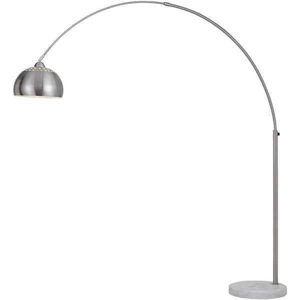 Hanover Colette Floor Lamp with Adjustable Height and Width, Pierced Metal Globe Shade, Marble Base, 1 Light, Brushed Chrome