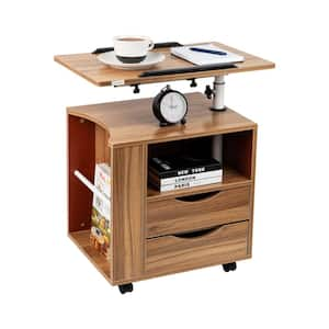 15.75 in. Rectangular Brown MDF 2-Drawer Computer Desk with Adjustable Heights