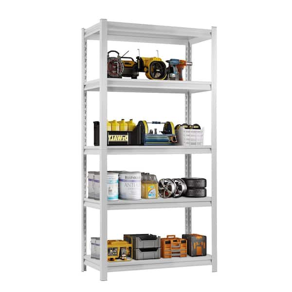 5-Tier Heavy Duty Steel Freestanding Adjustable Household Shelving Unit in White (31.5 in. W x 63 in. H x 15.7 in. D)