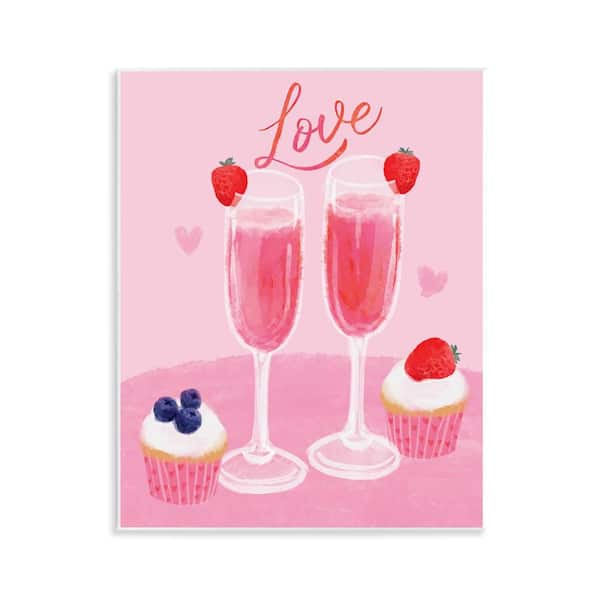 Stupell Industries Valentine's Twin Champagne by Be Ni La Unframed Food Graphic Art Print 14 in. x 11 in.