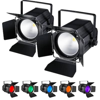 Lukyamzn 6 in 1 RGBWA LED COB Stage Lights with Barn Doors, Par Lights, DMX/Master-Slave DJ Lights Spotlight Warm & Cold White