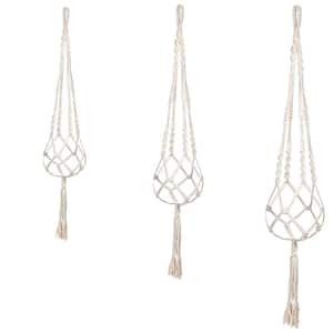 Cotton Rope White Macrame Fabric Plant Hangers (3-Pack)