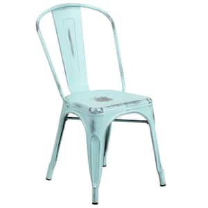 Metal Outdoor Dining Chair in Green-Blue