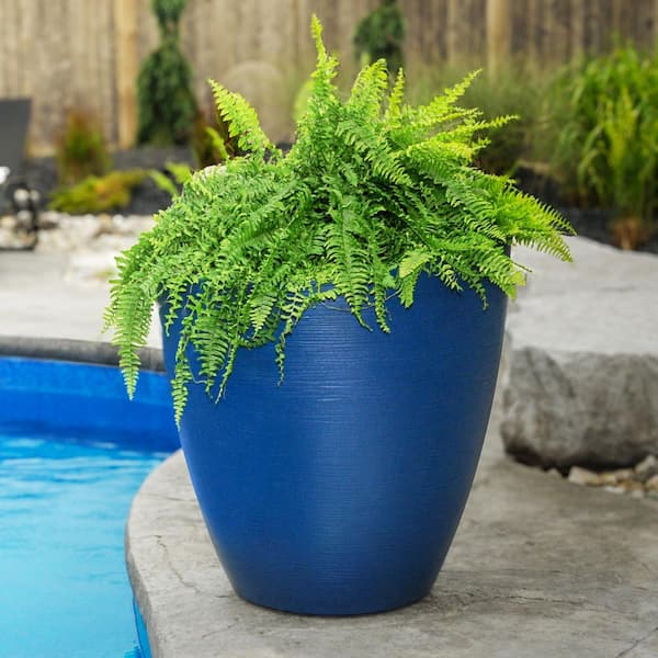 Modesto 30 in. Round Neptune Blue Polyethylene Planter
