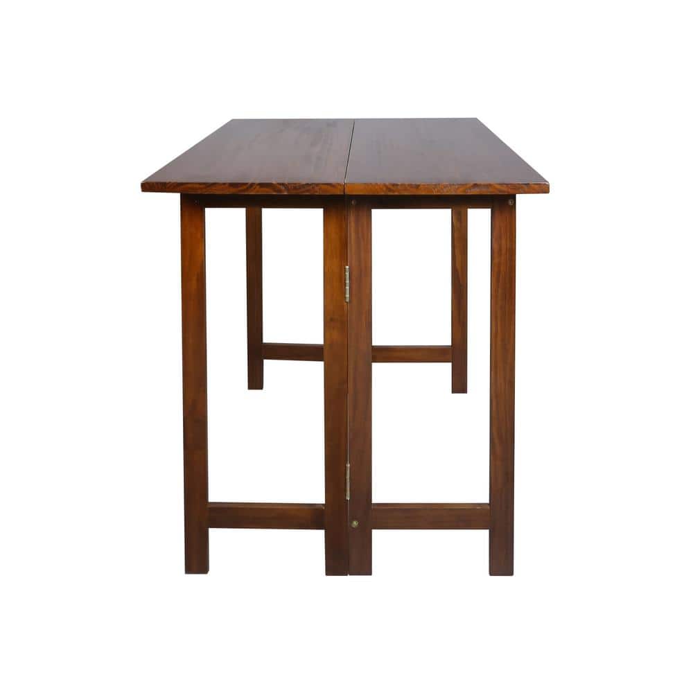 Warm Brown Solid Wood Flip-Top Folding Dining Table