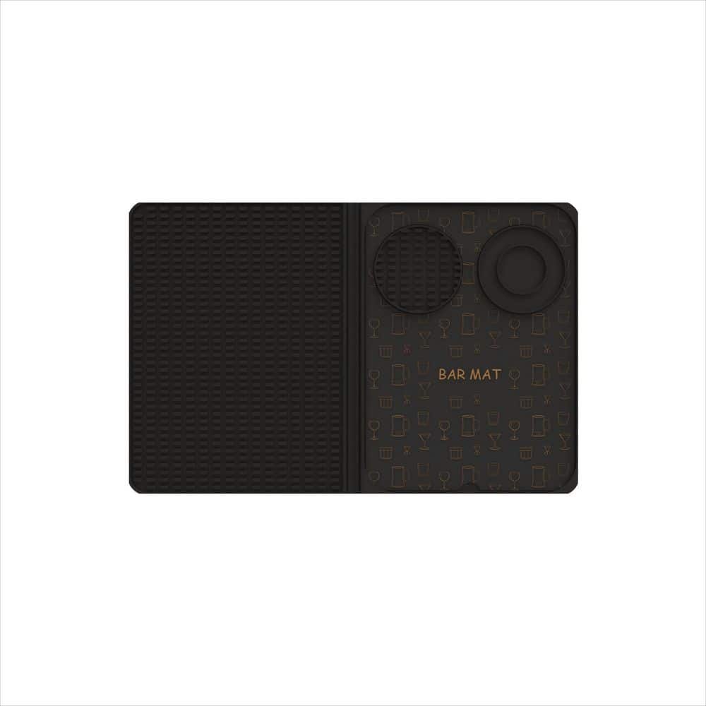 18 in. x 12 in. Black Multifunctional Folding Cocktail Bar Mat with Cutting Board for Home Bar Countertop price history on PriceWatchPro