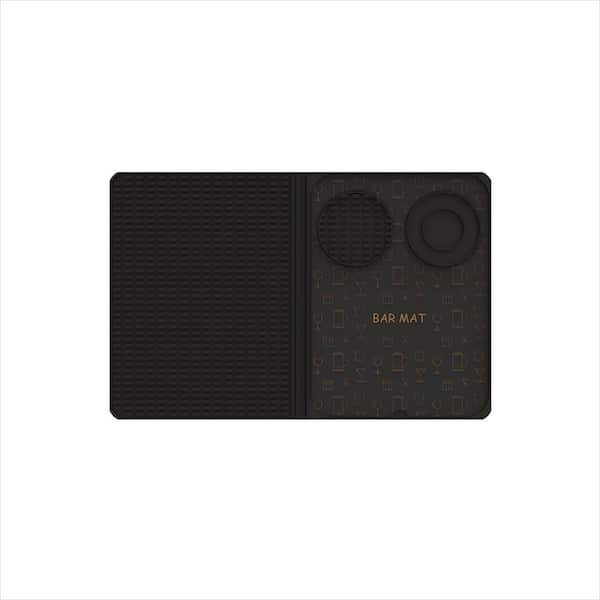 18 in. x 12 in. Black Multifunctional Folding Cocktail Bar Mat with Cutting Board for Home Bar Countertop