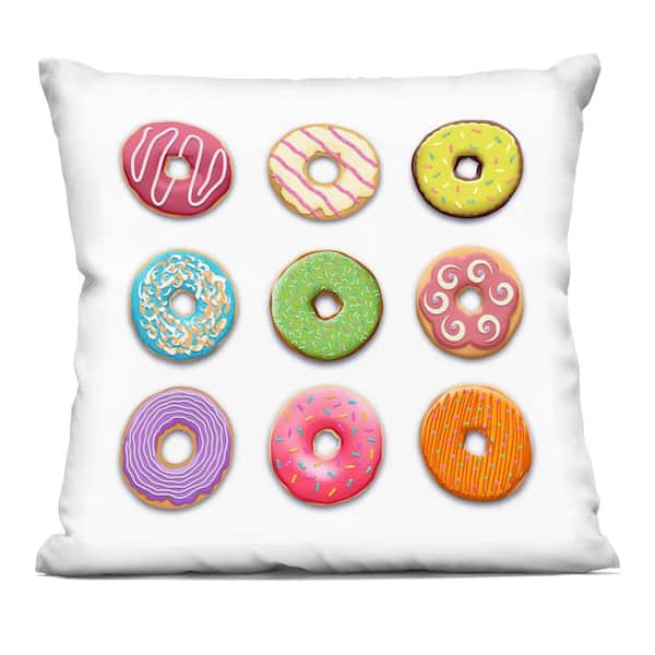 Stupell Industries Colorful Mixed Donuts Multi-Color Abstract Polyester 18 in. x 18 in. Throw Pillow