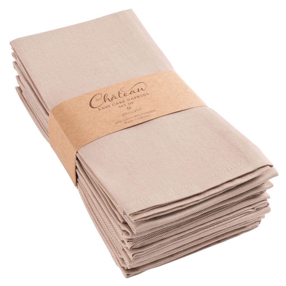 Chateau Easy-Care Cloth Dinner Napkins,Set of 12 Oversized, 20 x 20 in