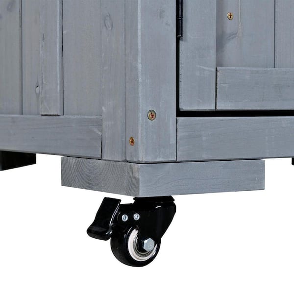 Gray Wood 65 in. H 3-in-1 Garden Potting Bench Kitchen Island with
