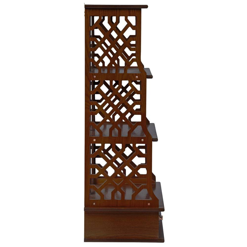 Chippendale-Inspired Hardwood Triple Shelf Curio Cabinet with Ornamental Pulls