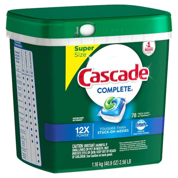 Cascade Complete Dishwasher Pods, Actionpacs Dishwasher Detergent, Lemon  Scent, 78 Count Lemon 78 Count (Pack of 1)