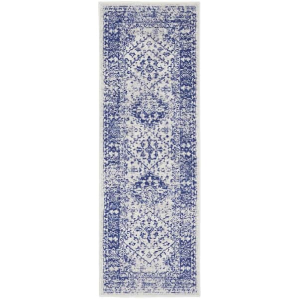2 ft. x 8 ft. White Geometric Washable Area Rug Runner Rug