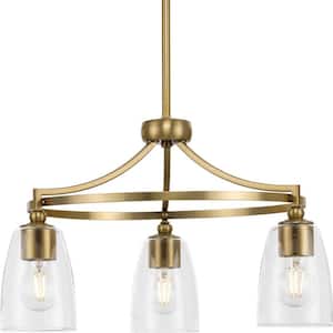 Parkhurst 21 in. 3-Light Brushed Bronze New Traditional Chandelier with Clear Glass Shades for Dining Room