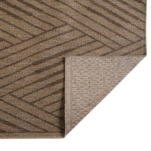 Beige 9 ft. x 12 ft. Loomed Geometric Polypropylene Rectangle Indoor/Outdoor Area Rug