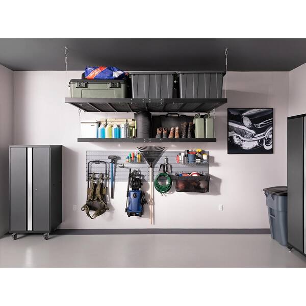 thumbnail interactive-video image 1 of Garage Wall Shelving, 2 Pack 2 X 4ft Garage Storage Rack,Loads 700 Lbs 24 Inch By 48 Inch Heavy Duty Wall Shelves,24" X 48" Garage Wall Shelf,Black 1 of 10