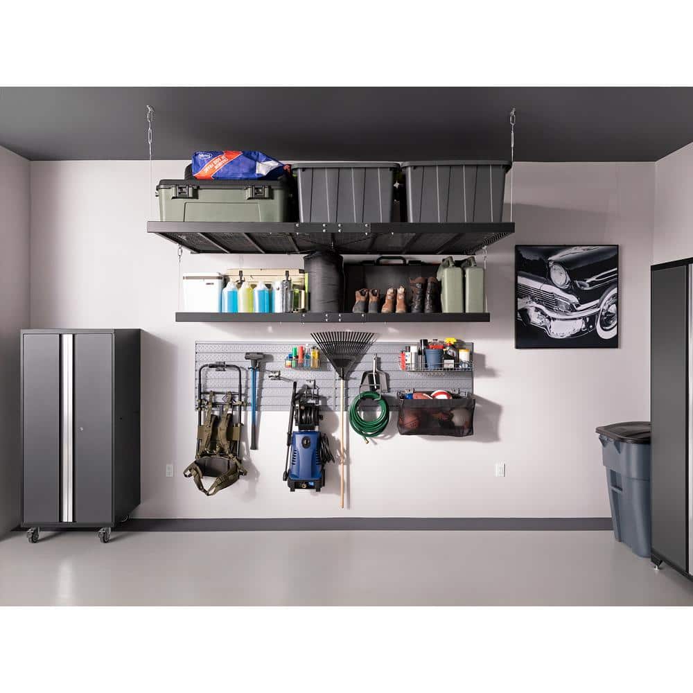 White Steel 4 ft. x 8 ft. Wall Mounted Garage Shelf
