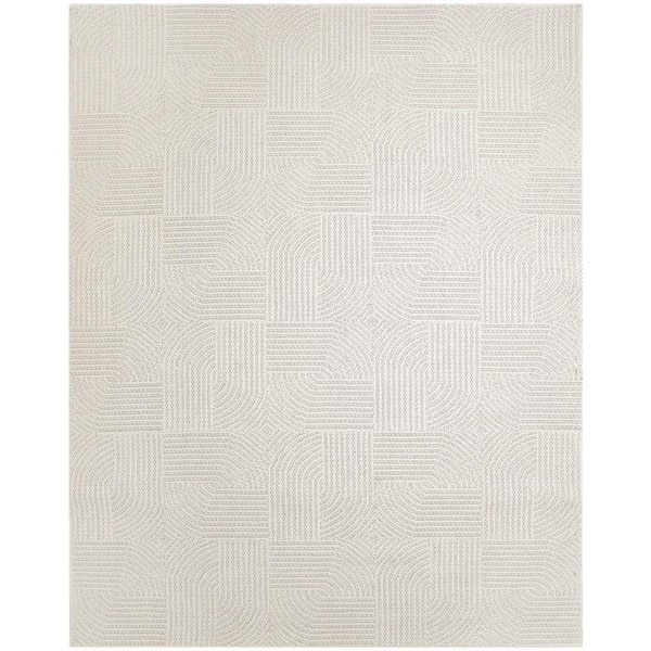 Nourison Textured Home Ivory 8 ft. x 10 ft. Geometric Contemporary Area Rug