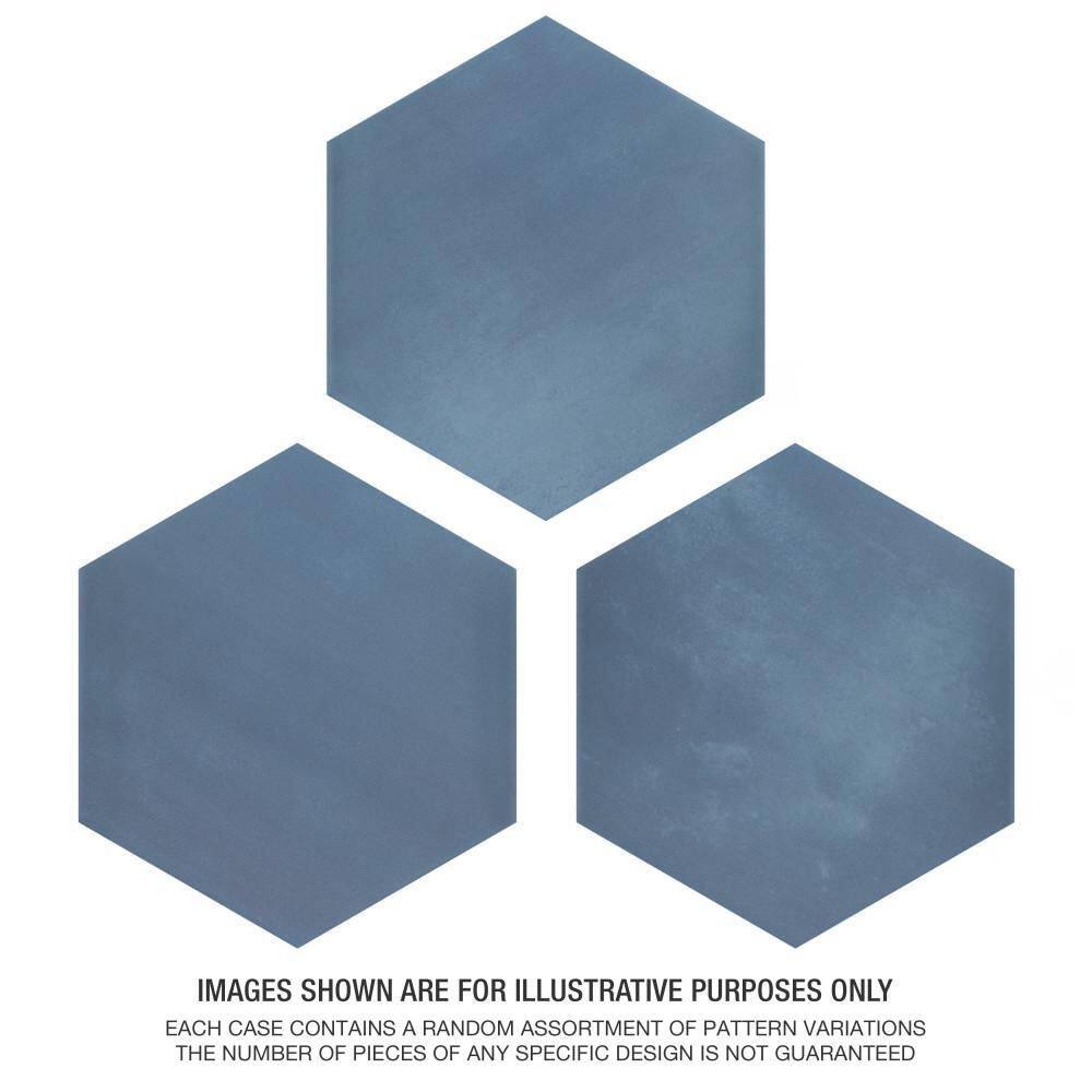 Horizon Hex Contemporary 9" x 7.75" Matte Blue Ceramic Tile