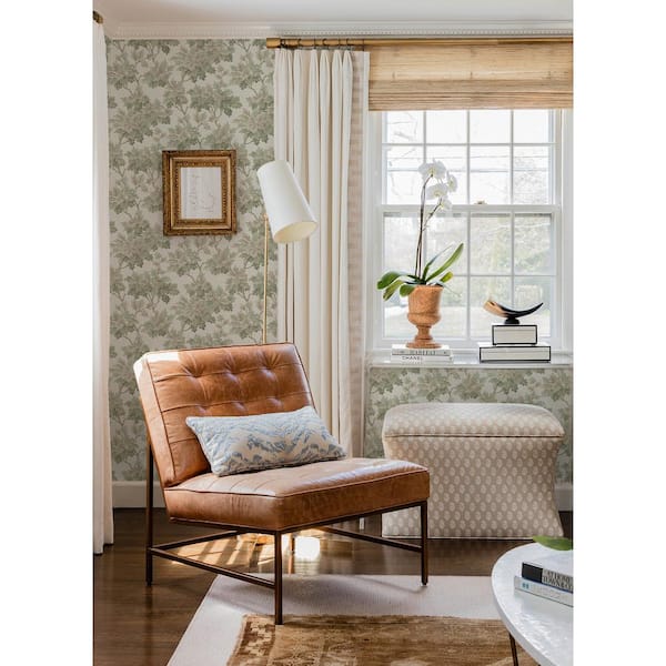 396 in. L x 20.50 in. W Green Oakcliff Sage Leaf Trail Wallpaper