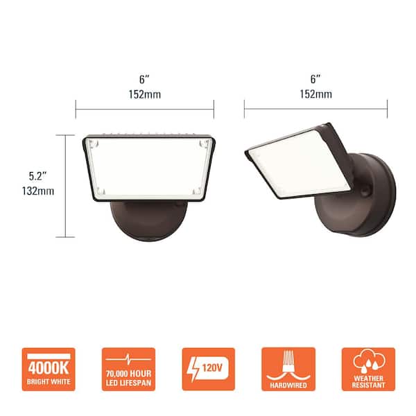 TGS 120-Watt 90° Bronze Outdoor Integrated LED Flood Light