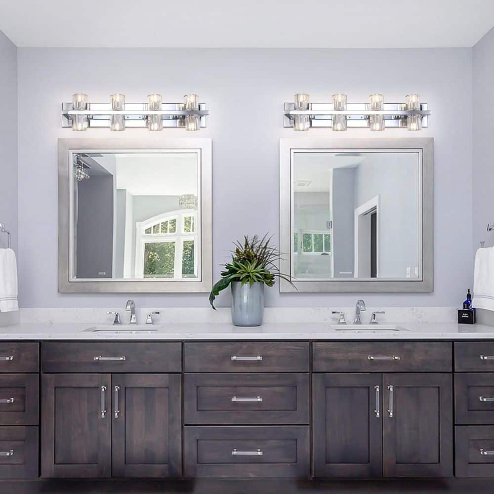 27.56 in. 8-Light Chrome Modern Vanity Light Wall Sconces with Clear Glass Shade for Living Room Bedroom price history on PriceWatchPro