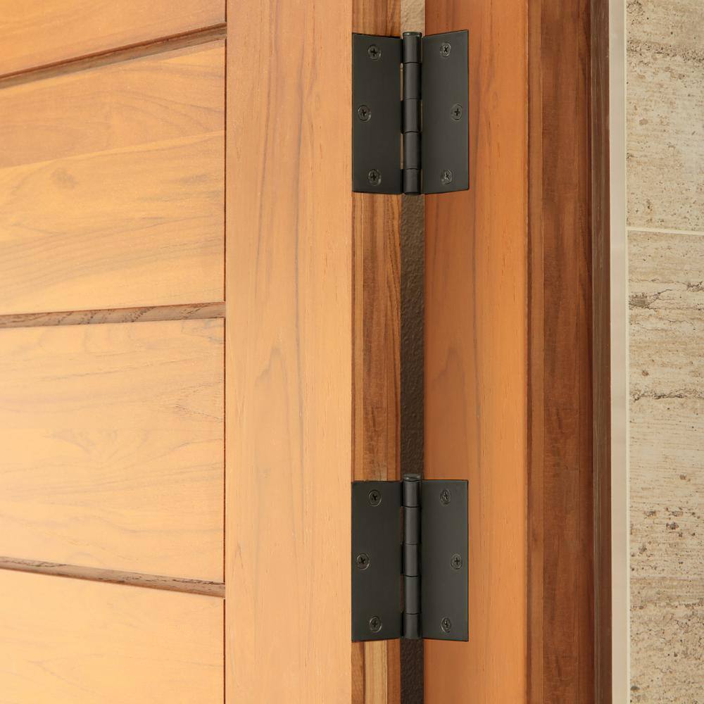 Matte Black Steel Square Corner Door Hinges 3-Pack