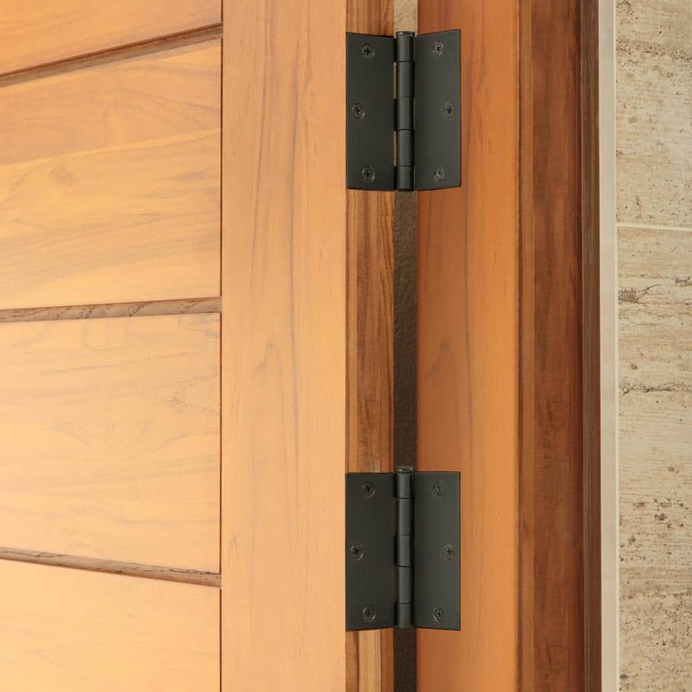Matte Black Steel Square Corner Door Hinges 3-Pack