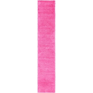 Solid Shag Taffy Pink 13 ft. Runner Rug