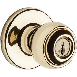 Polo Polished Brass Entry Door Knob Featuring SmartKey Security