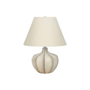 20.75 in. Cream Transitional Integrated LED Bedside Table Lamp with Cream Linen Shade
