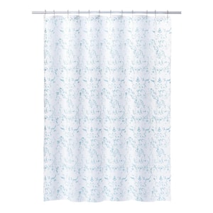 Printed PEVA 70 in. x 72 in. Aqua Halsted Shower Curtain