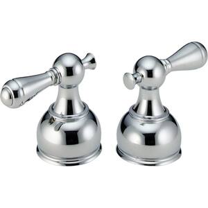Pair of Traditional-Style Lever Handles with Finial in Chrome for Roman Tub Faucets