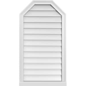 22" x 40" Octagonal Top Surface Mount PVC Gable Vent: Non-Functional with Brickmould Sill Frame