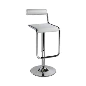 27 in. White and Chrome Low Back Metal Frame Bar Stool with Faux Leather Seat
