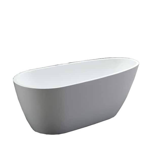 Unbranded 67.3 in. Acrylic Class Flatbottom Non-Whirlpool Bathtub in White