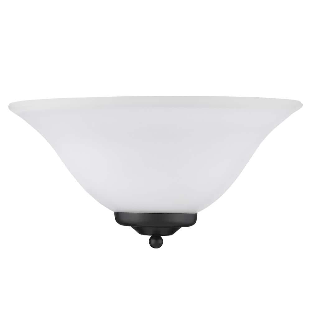 Transitional Black Bronze 13'' Wall Sconce with Opal Glass Shade