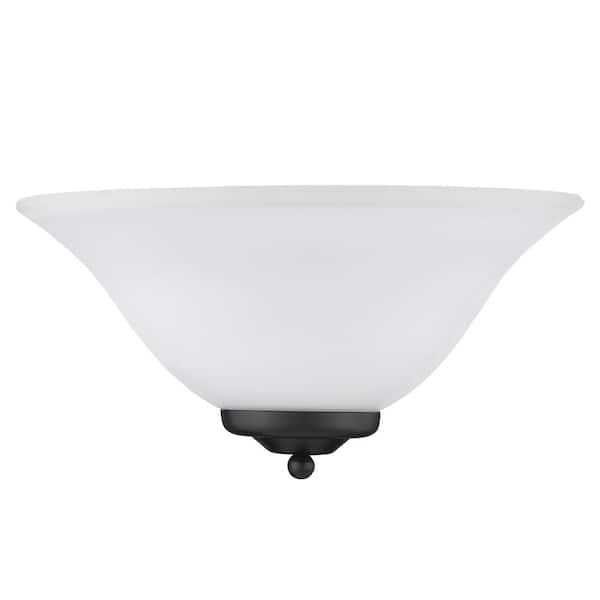 Golden Lighting - Maddox 1-Light Wall Sconce in Black with Opal Glass