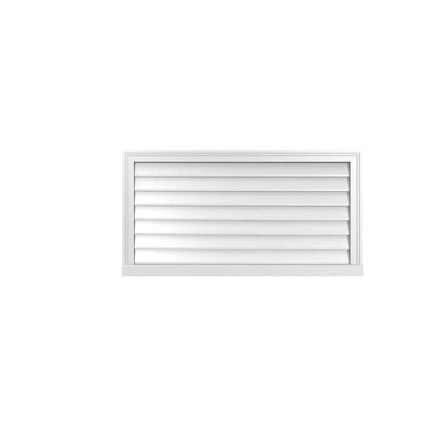 Ekena Millwork 42 in. x 22 in. Vertical Surface Mount PVC Gable Vent: Decorative with Brickmould Sill Frame