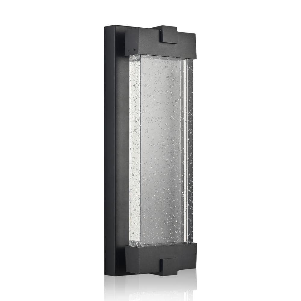 19 in. Black Outdoor Wall Light Sconce with Bubble Crystal Glass, LED Light Source, 3000K Warm Light, Weatherproof price history on PriceWatchPro