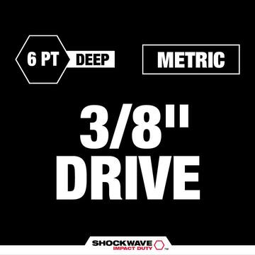SHOCKWAVE Impact Duty 3/8 in. Metric and SAE Deep Impact Rated Socket Set (16-Piece)